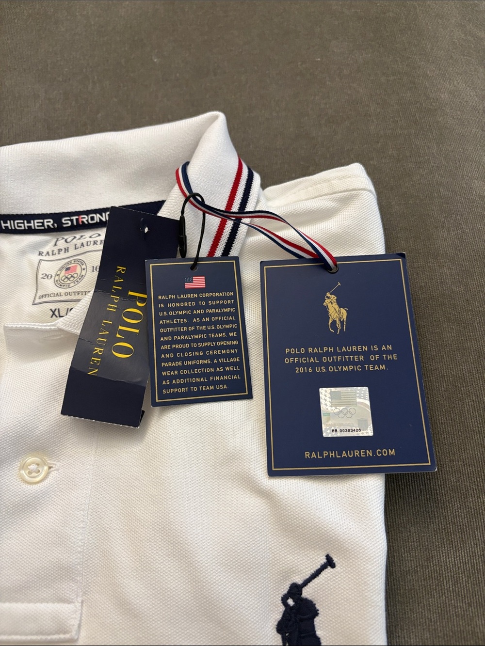 Ralph Lauren White Polo with Navy and Red Trim - Picture 3 of 4
